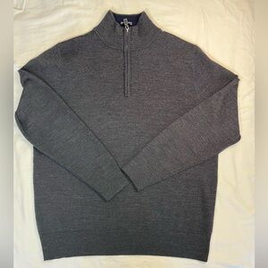 Tailorbyrd Gray Washable Wool Quarter-Zip Pullover Sweater Men’s Medium Warm